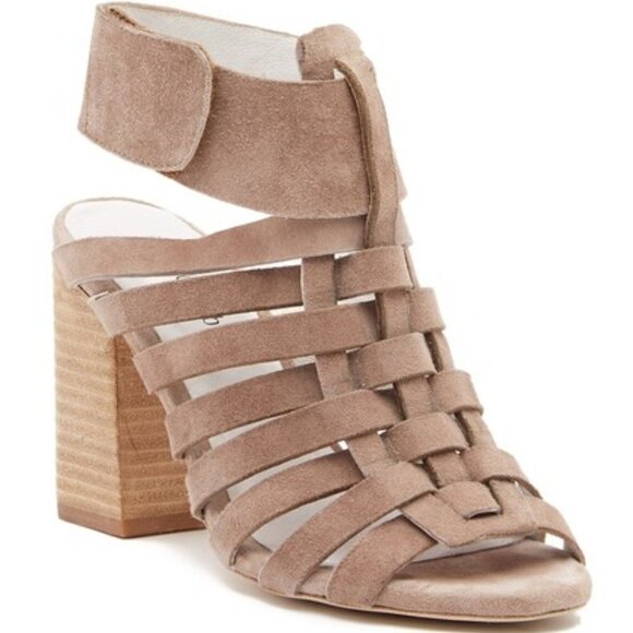 Jeffrey Campbell Taupe Suede Sinaloa Heeled Sandals - Picture 1 of 9